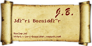 Jóri Bozsidár névjegykártya